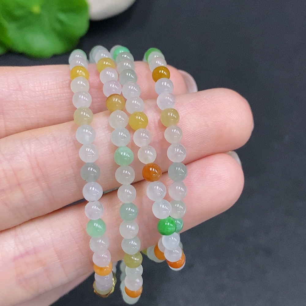 F34022594 Jadeite Bead Necklace Non-Gold Setting Total Weight Approximately 14.6g Size About 3.5mm Yellow Bead Color Origin Undetermined
