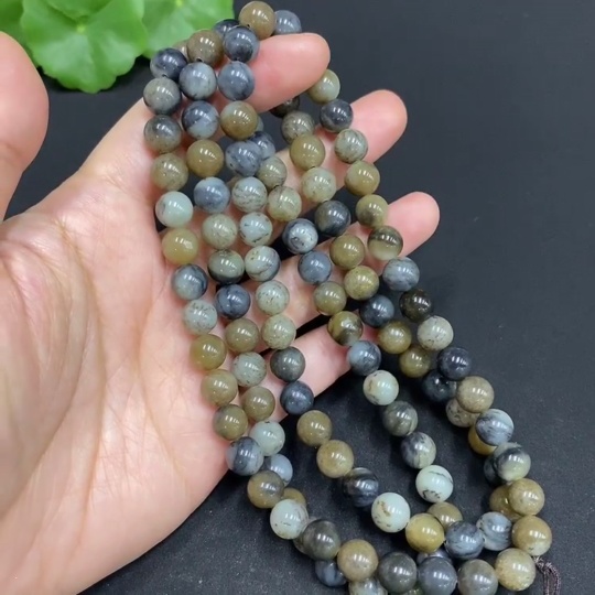 H32812385 Hetian Jade Bead Necklace, Approx. 7.6mm, Total Weight Approx. 80.6g