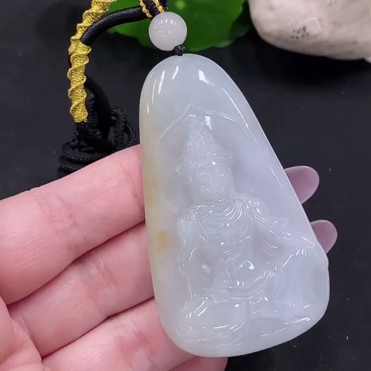F35142228 Jadeite Guanyin Pendant Total Weight Approx. 41.6g (Including Cord Weight) (Matching Beads Non-A)