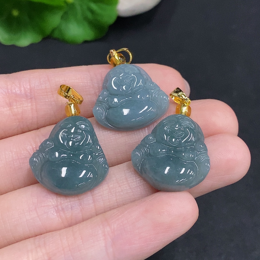 F34061693 Jadeite Buddha Pendant Sell as a Lot Non-Gold Inlaid