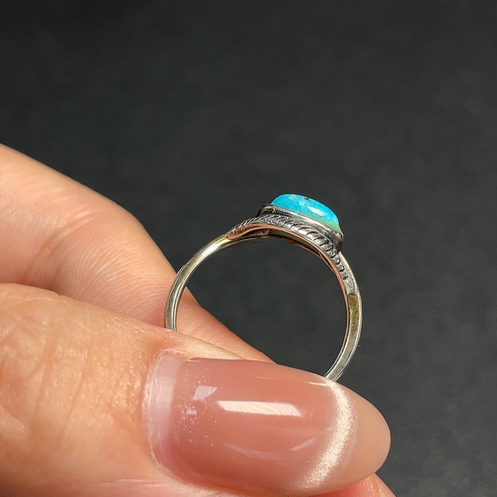 C30445912 Turquoise Inlaid Ring Non-Gold Mounting Adjustable Size Total Weight Approx. 1.94g