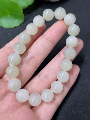 H41945436 和田玉手串  卡9.7mm左右  货品总重约28.7g