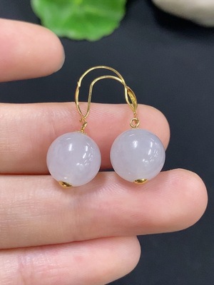 F45375394 翡翠圆珠耳饰 18k 货品总重约4g