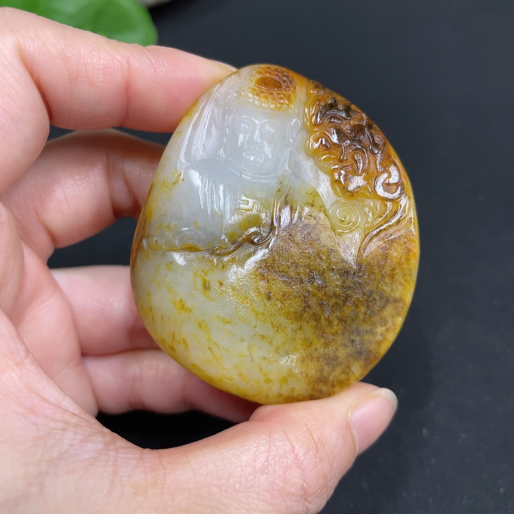 H35102518 Hetian Jade Seed Material Pendant - A Moment of Thought