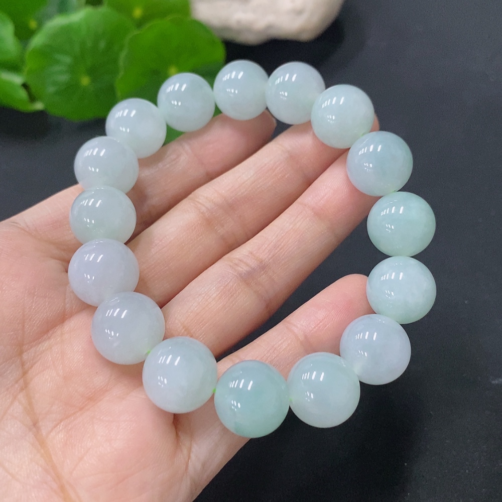 F31594408 Jadeite Beads Bracelet Approx.12.5mm Total Weight 53.42g