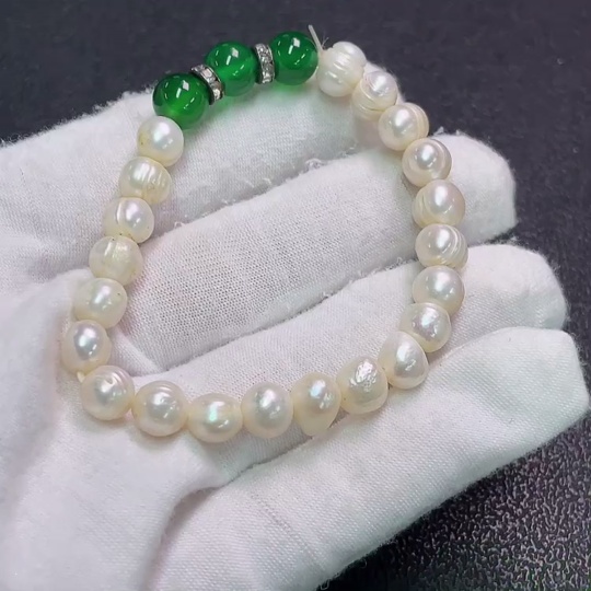 C33891308 Pearl Bracelet Non-Gold Stones May Be Non-Natural Total Weight Approx.13.33g Size About 7.5mm