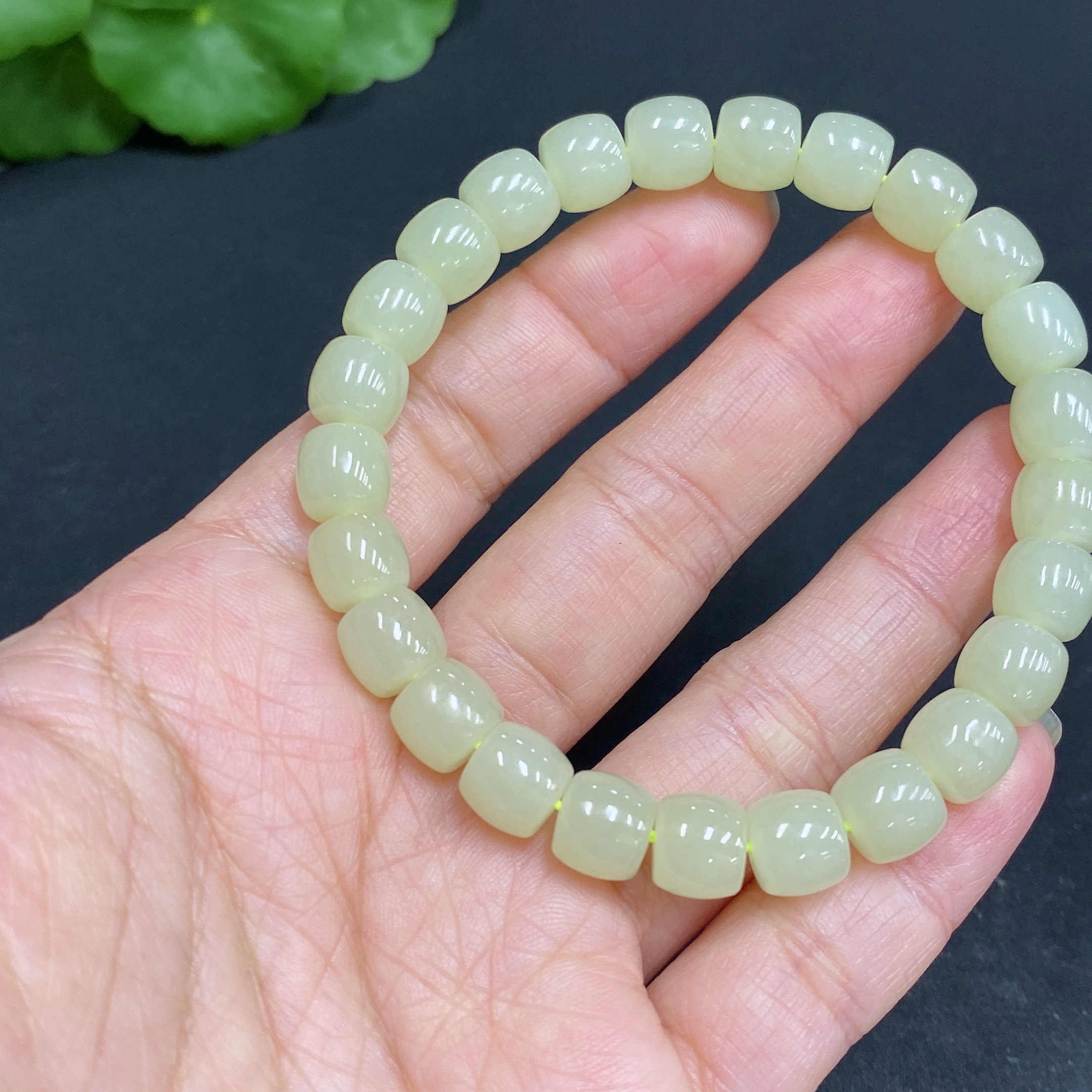 H33902464 Hetian Jade Bracelet Approx.7.8mm Total Weight Approx.21.9g