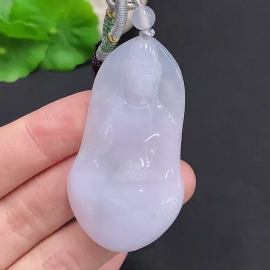 F32808067 Jadeite Guanyin Pendant Total Weight Approx. 19.5g (including rope weight)