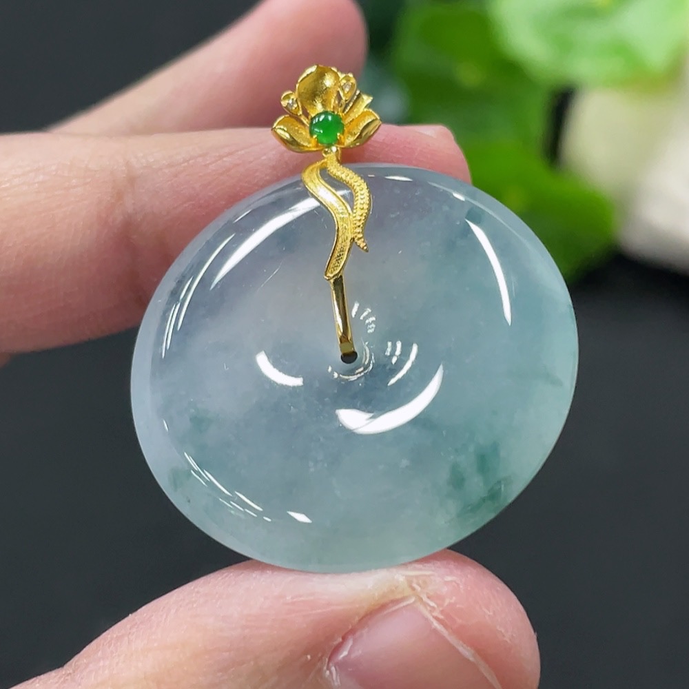 F35145496 Jadeite Pendant Peace Buckle 18k Total Weight Approx. 10.16g