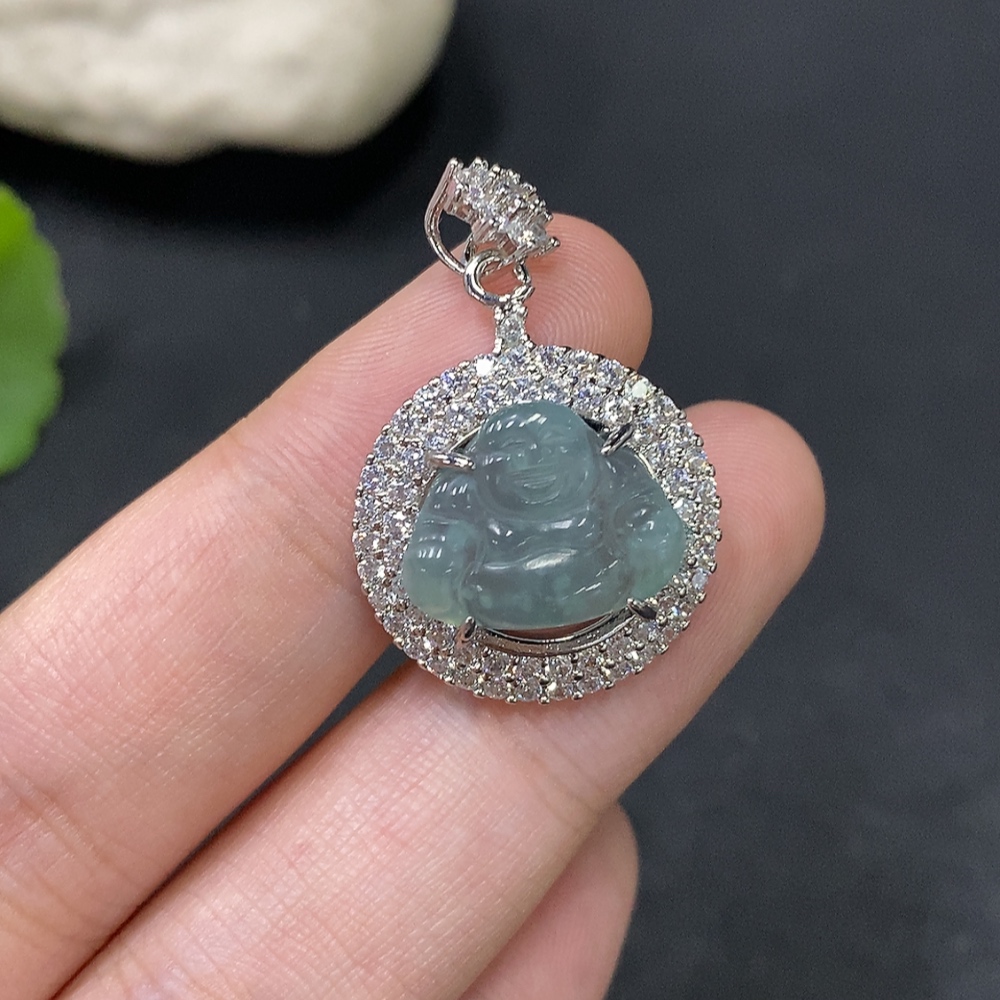 F28292550 Jadeite Buddha inlaid piece non-gold total weight approx. 3.82g