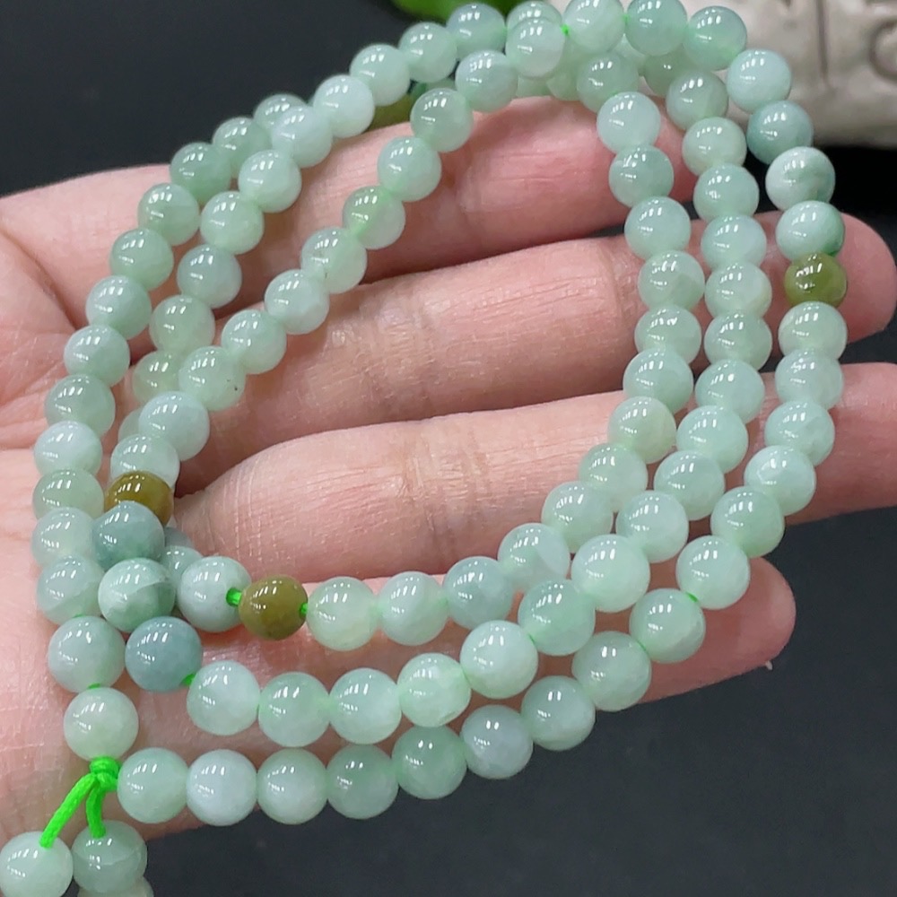 F35145843 Jadeite Beaded Necklace, Approx. 5.8mm, Total Weight Approx. 37.55g