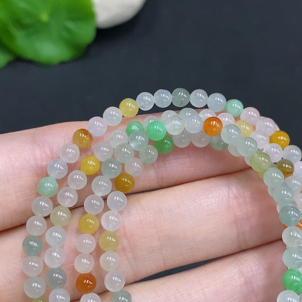 F34022594 Jadeite Bead Necklace Non-Gold Setting Total Weight Approximately 14.6g Size About 3.5mm Yellow Bead Color Origin Undetermined