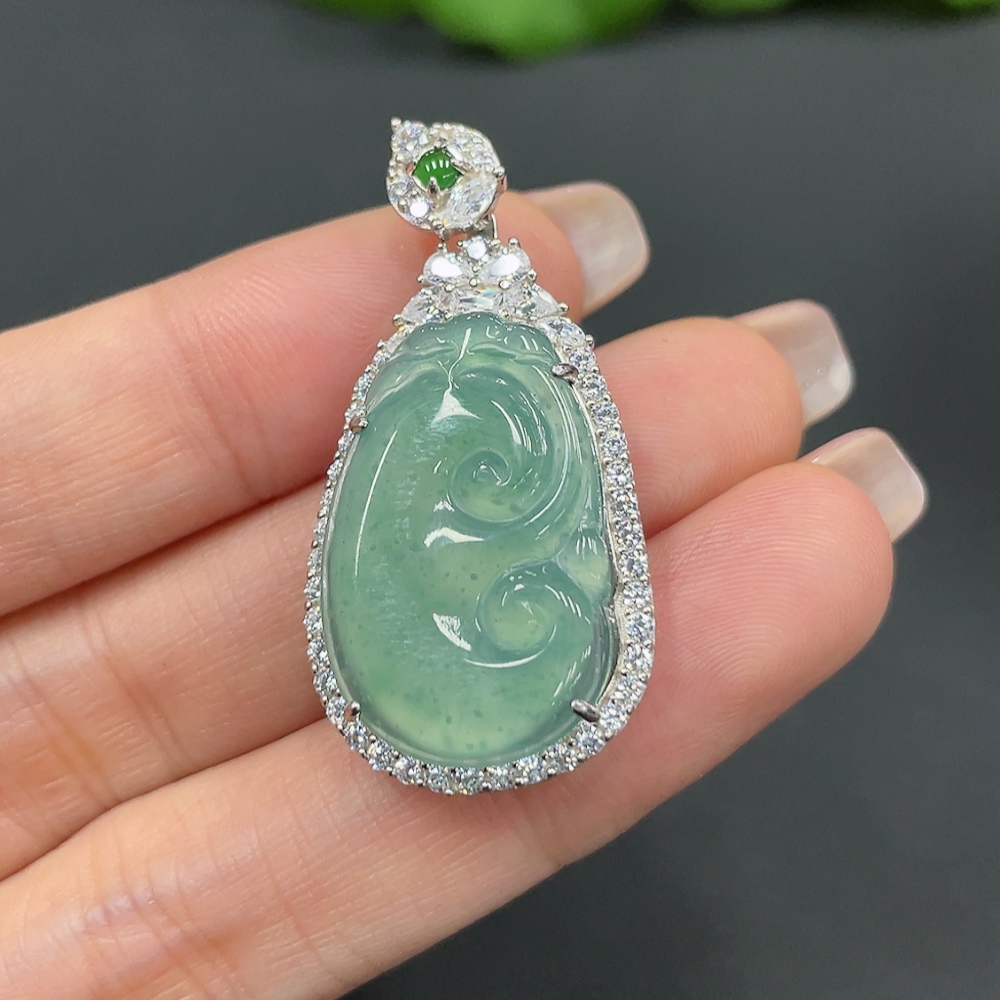 F23688003 Jadeite Inlaid Pendant Ruyi Non-Gold