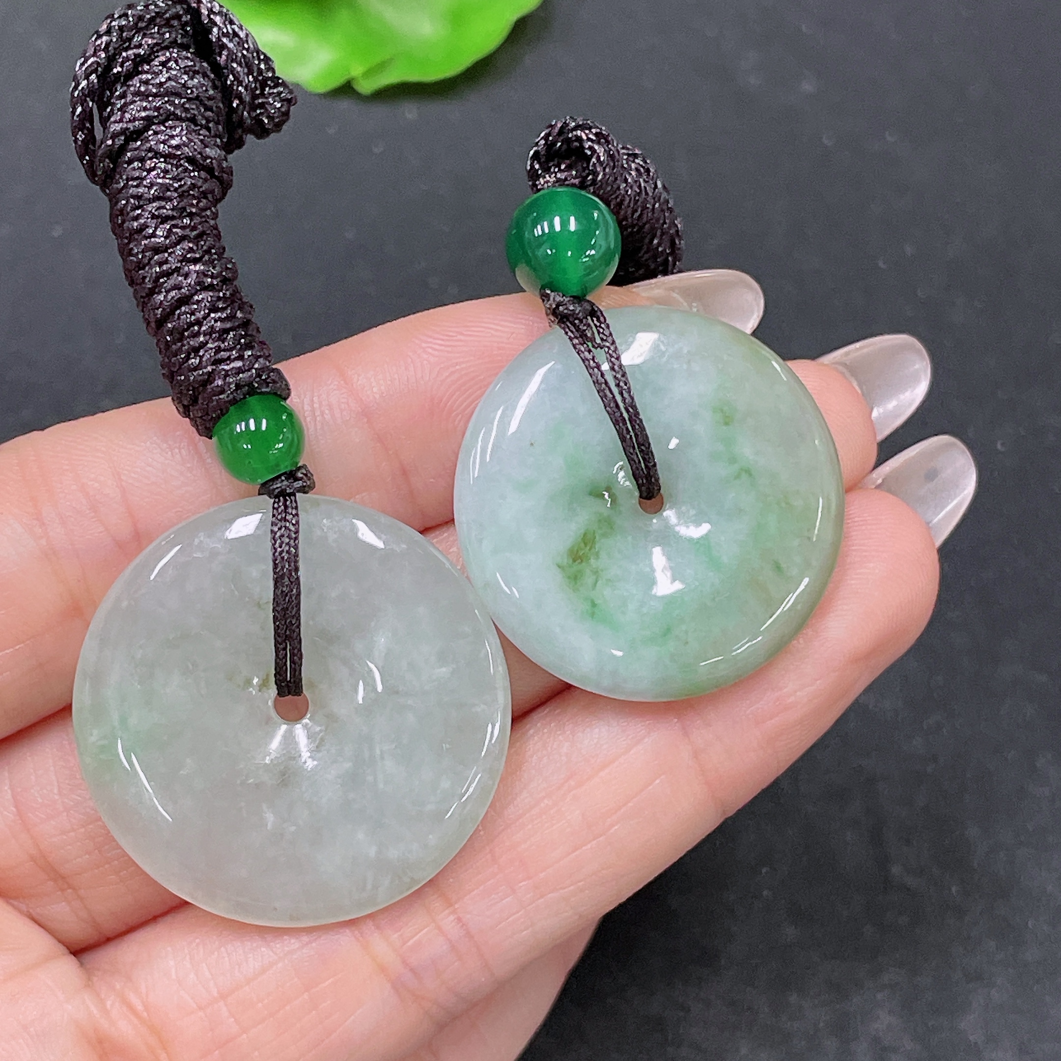 F35157743 Jadeite Pendant Peace Buckle Sell as a Lot Matching Beads Non-A