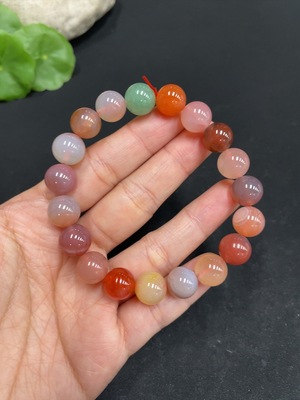 H34037707 Yanyuan Agate Bracelet, Approx. 10mm Beads, Total Weight About 28.2g