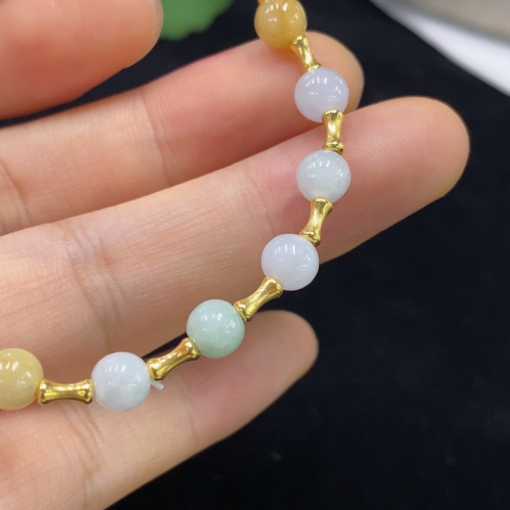 F31586664 Jadeite Bracelet, Approx. 5.3mm, 18K, Total Weight Approx. 5g, Color Origin Undetermined