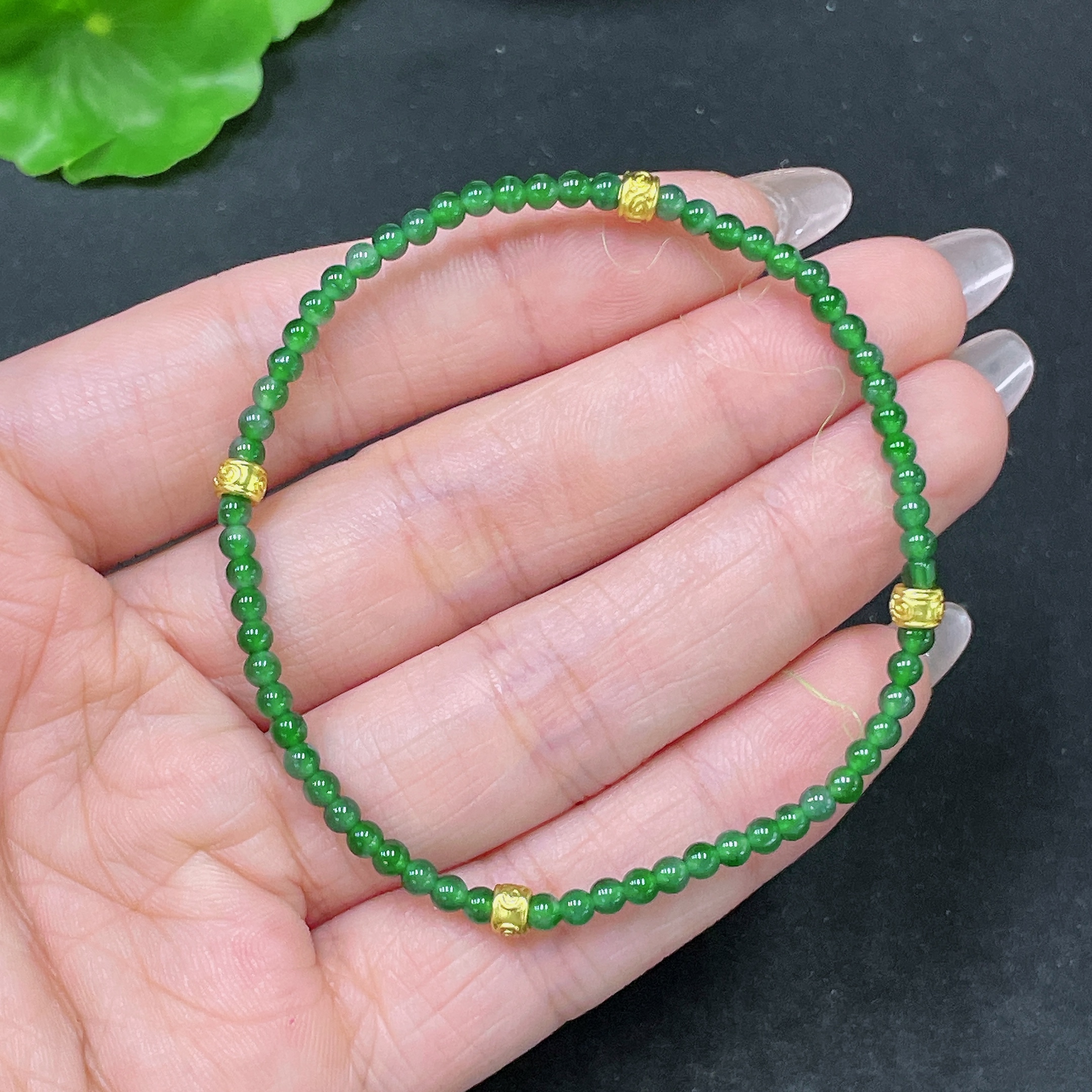 F35105613 Jadeite Bracelet Non-Gold Total Weight Approx. 3.35g Size About 3mm