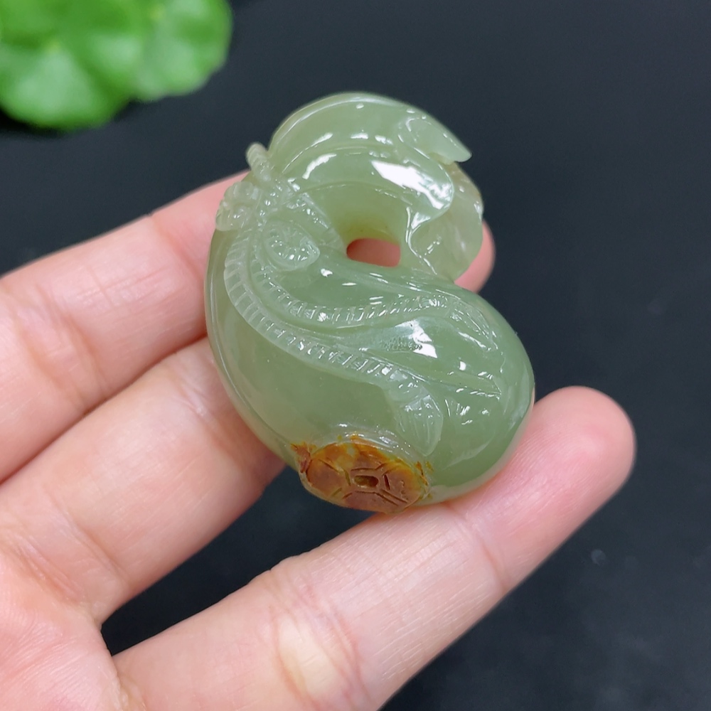 H34072435 Hetian Jade Pendant - Lucky Bag, total weight approx. 28.1g, undetermined skin color origin