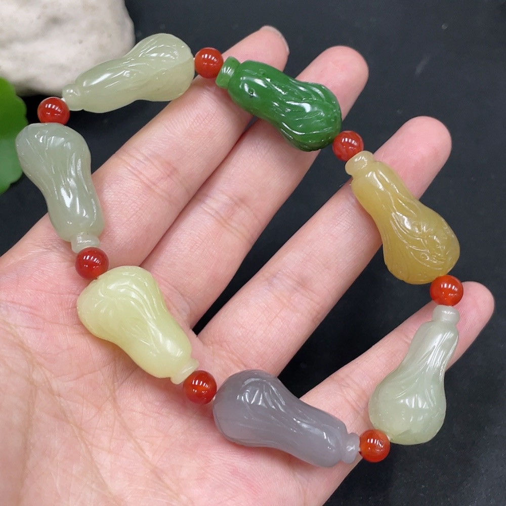 H31581795 Hetian Jade Bracelet, Beads Not Hetian Jade, Total Weight Approx. 46.3g