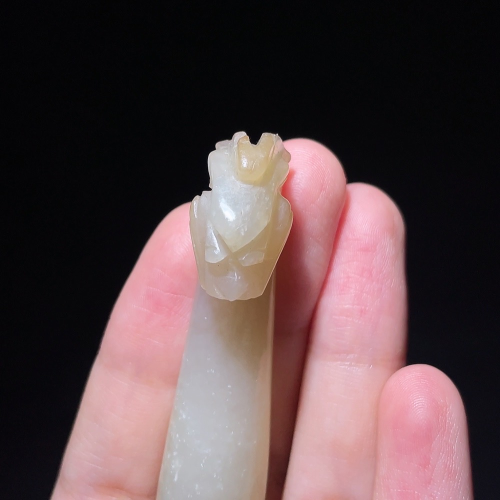 W32716727 Ming Dynasty Hetian Jade Dragon Head Belt Hook (Chongqing Gegu Rating)