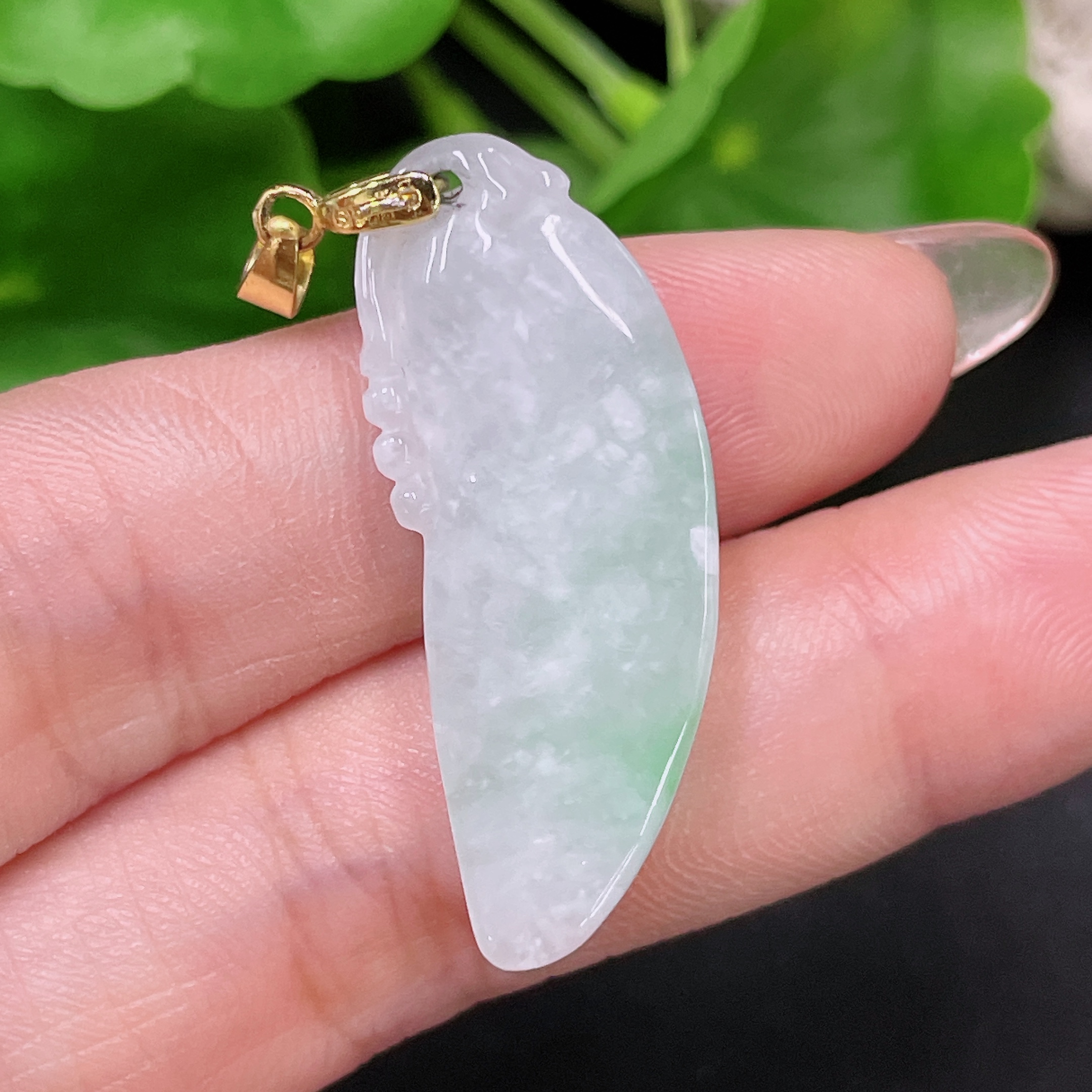 F34958235 Jadeite Fu Gua Pendant Non-Gold Inlaid Total Weight Approx. 6.5g