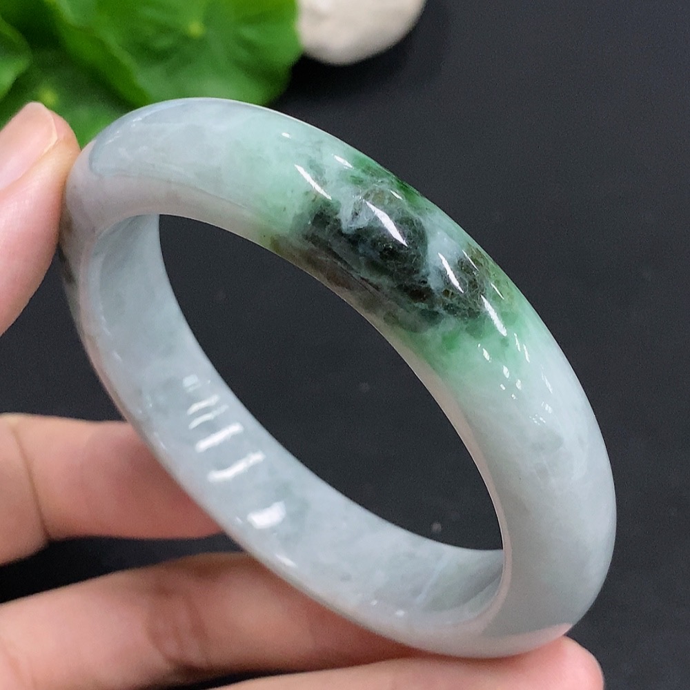 F30458487 Jadeite Round Bangle, Total Weight Approx. 61.3g, Size 57, Containing Other Minerals