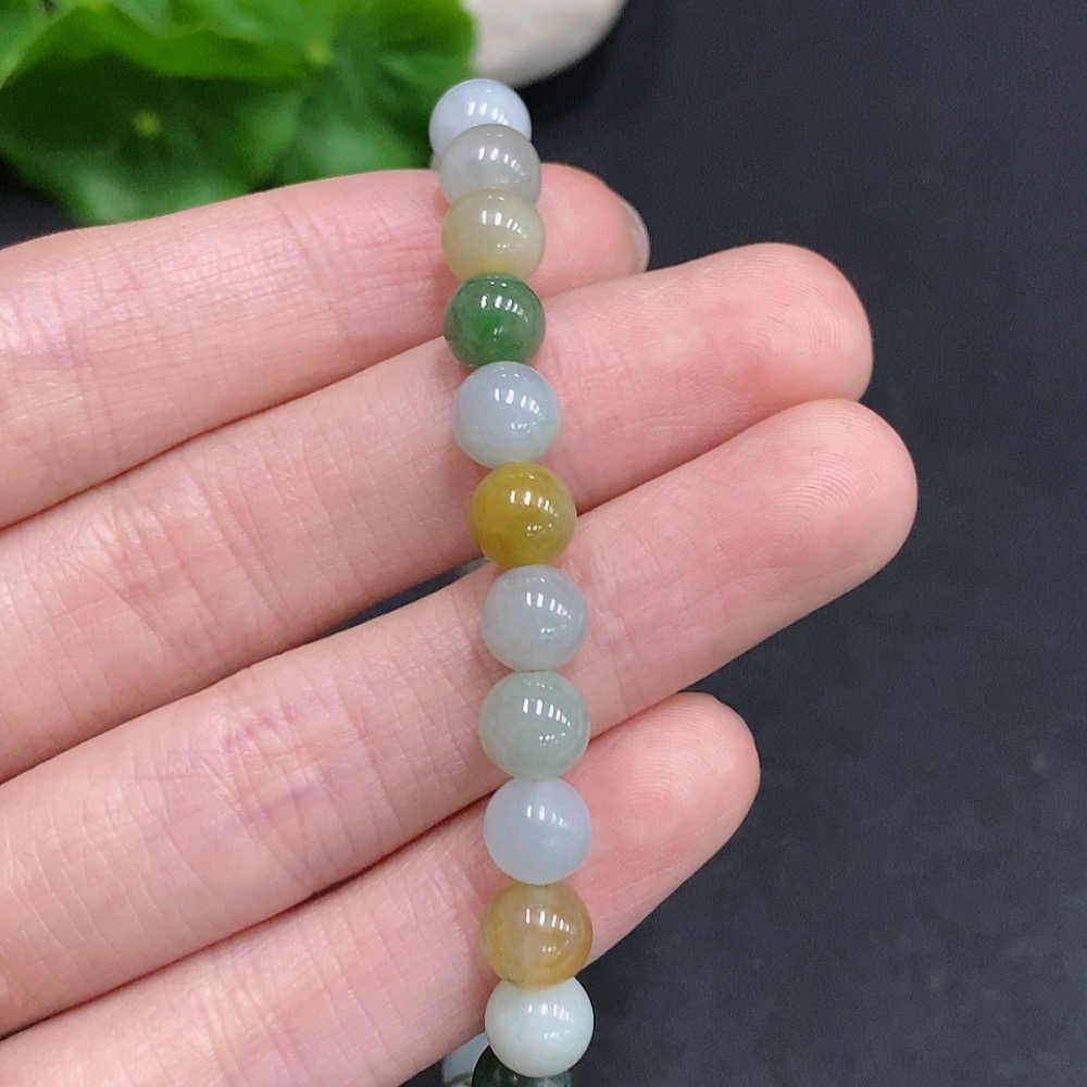 F35078337 Jadeite Bracelet Non-Gold Inlaid Total Weight Approx.17g Size Approx.6.8mm