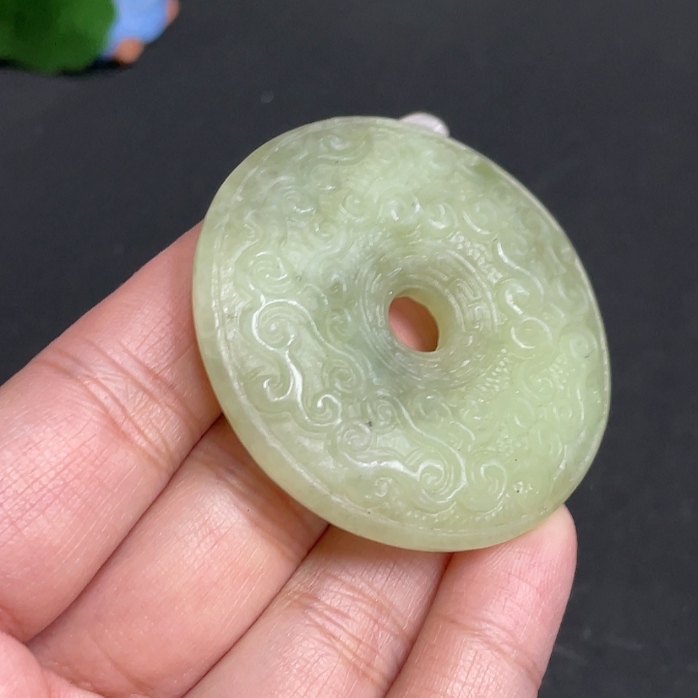 H28272862 Hetian Jade Pendant, Antique-style Button, Total Weight Approx. 40.6g