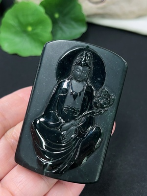 F41942047 翡翠观音牌挂件 货品总重约50.4g