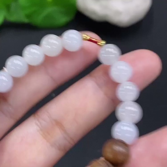 F34022816 Jadeite bead strand approx. 7mm (unmarked, red-marked surface tested gold content Au75%, remaining non-gold) total weight approx. 10.1g