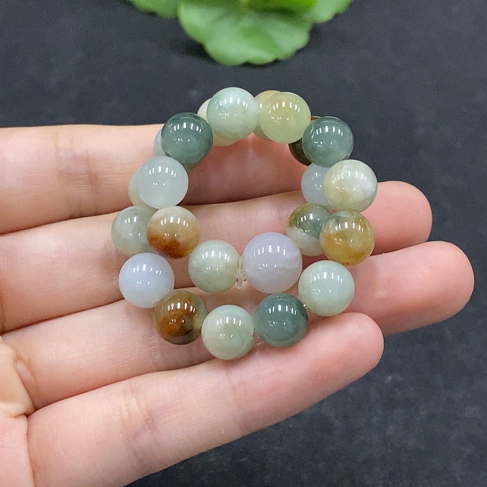 F34995359 Jadeite Bracelet Approx.8.2mm Beads Total Weight Approx.22.33g Yellow Beads Color Origin Undetermined