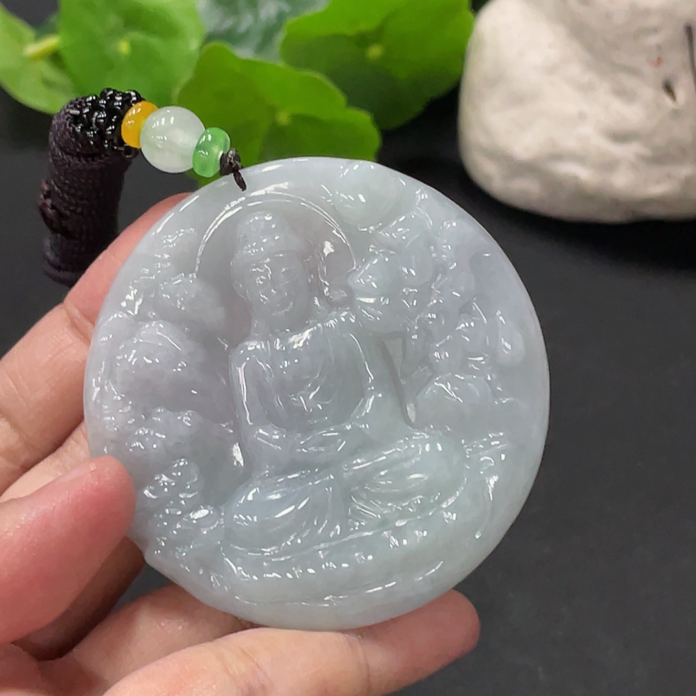 F33945567 Jadeite Great Sun Tathagata Pendant Total weight about 39.77g With non-A grade beads