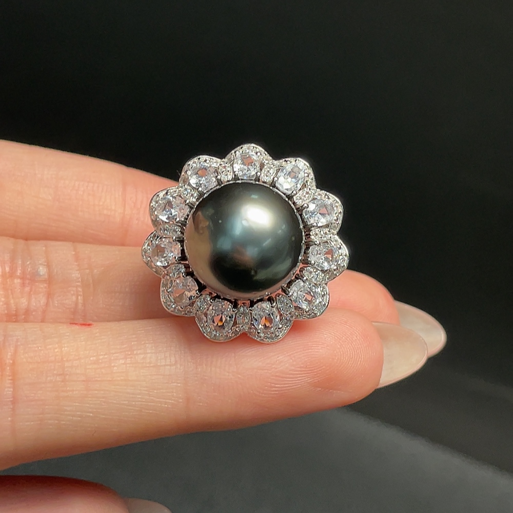 C34041082 Seawater Pearl Ring Adjustable Non-Gold Total Weight Approx. 8.52g Size About 13.2mm