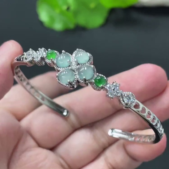 F35109707 Jadeite cabochon inlaid bracelet Non-gold inlaid Total weight about 7.5g