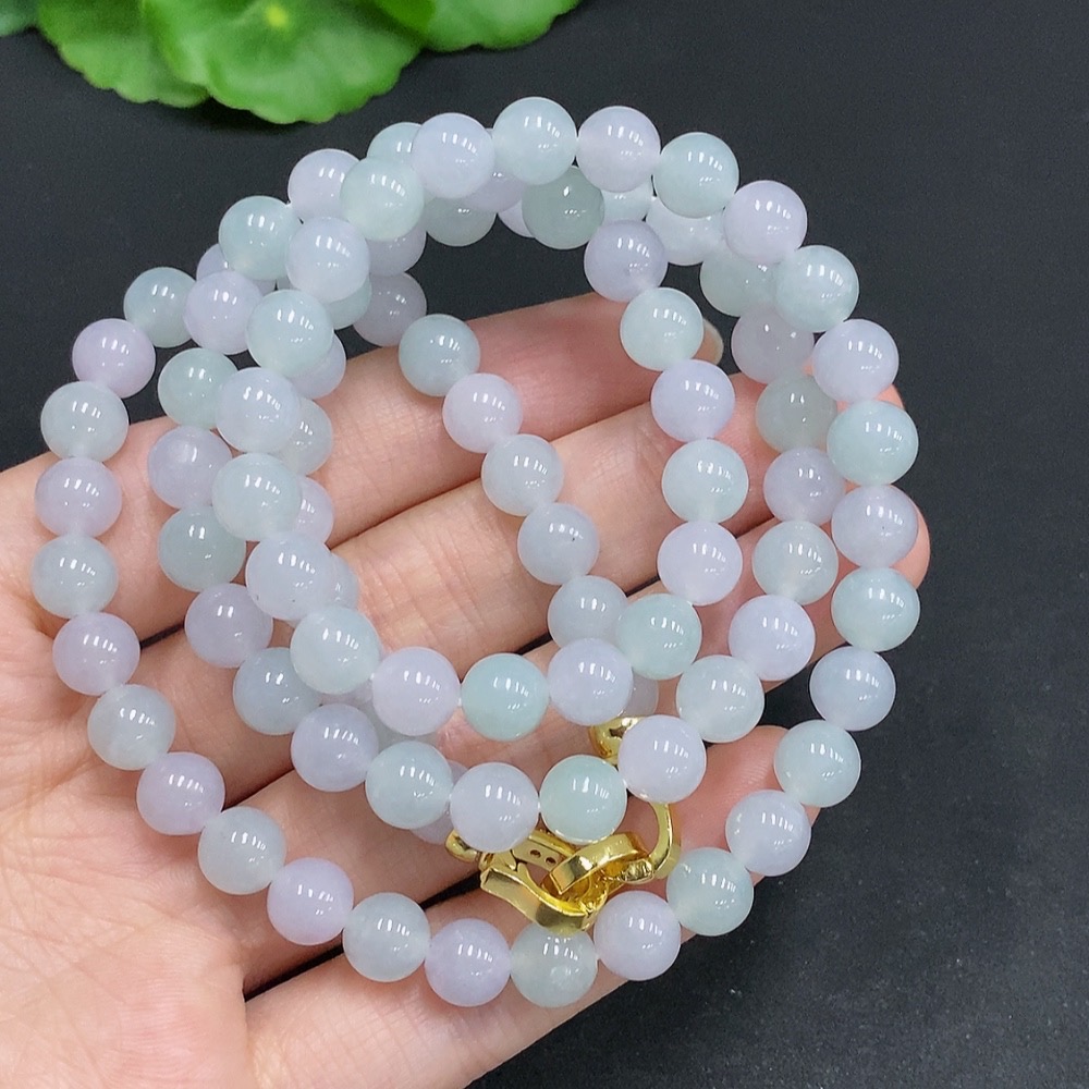 F31624691 Jadeite Bead Necklace Non-Gold Setting Total Weight Approx. 67g Size 7.4mm