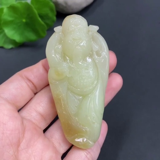 H17978042 Hetian Jade Pendant    God of Wealth    Total Weight: Approx. 53.2g