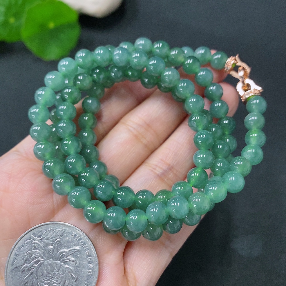 F29321727 Jadeite Beaded Necklace Approx. 6mm Total Weight Approx. 40.38g Non-Gold