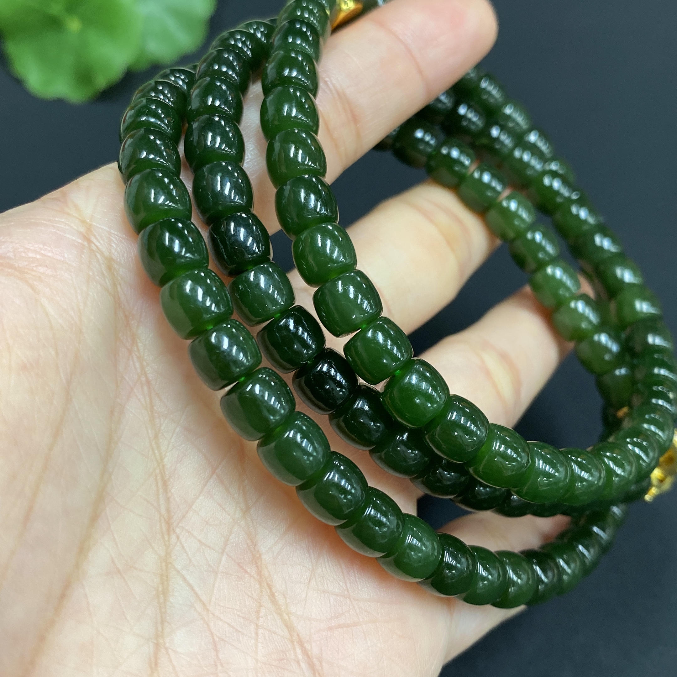 H32771209 Hetian Jade Bead Necklace, Approx. 6.8mm, Non-Gold-Inlaid, Total Weight Approx. 63.1g