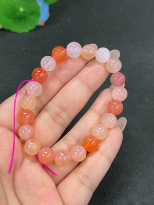 H41923360 盐源玛瑙手串 卡9.2mm左右 仅红色 货品总重约21.9g