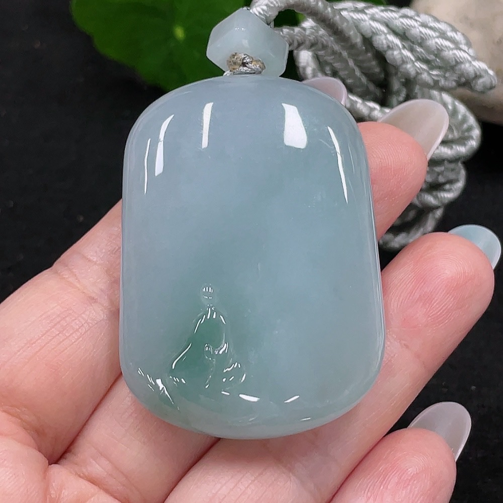 F33898317 Jadeite Enlightenment Pendant Total Weight Approx. 46.7g (Including Rope Weight)
