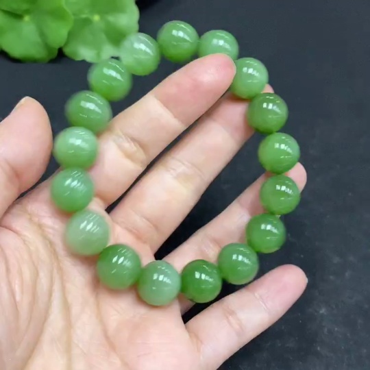 H32814233 Hetian Jade Bracelet, approx. 11.7mm beads, total weight approx. 45.2g