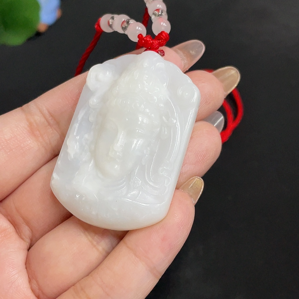 H31677824 Hetian Jade Pendant Guanyin with Non-Hetian Jade Beads Total Weight Approx. [with Rope] 31.6g