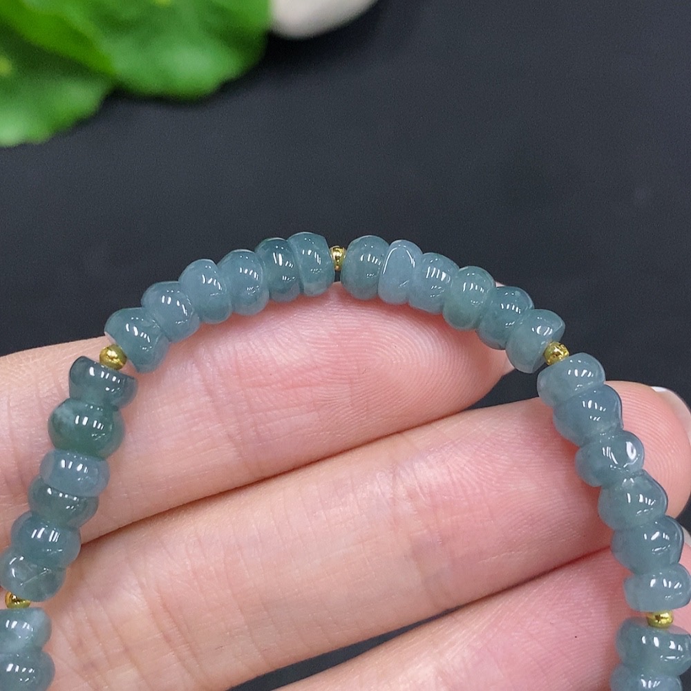 F34002938 Jadeite Bracelet Non-Gold Inlaid Total Weight Approx. 9.7g Size About 5.3mm