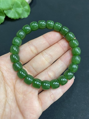 H34014846 Hetian Jade Jasper Bracelet Approx. 8.6 mm Total Weight Approx. 27.1g