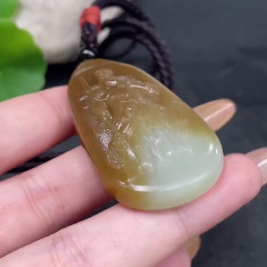 H32778166 Hetian Jade Pendant Guan Gong Total Weight Approx. (Including Rope) 36.1g