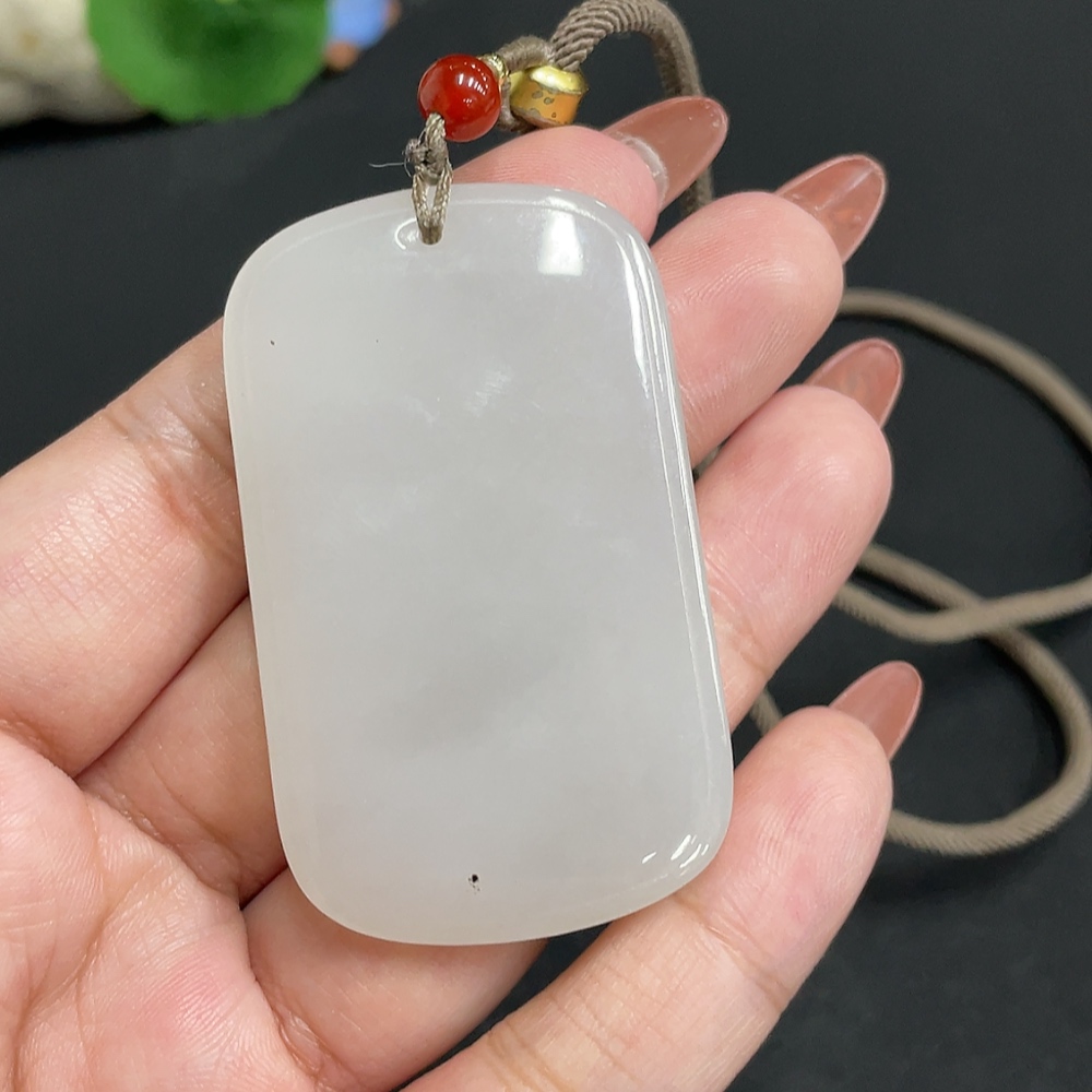 H34004080 Hetian Jade Pendant, Plain Pendant, Total Weight [with rope]: 40.6g