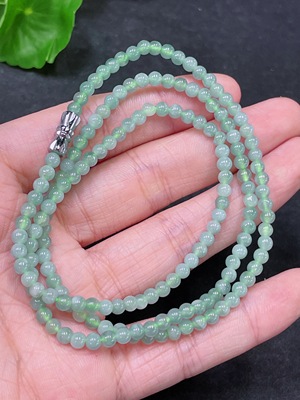 F33839295 Jadeite Bead Necklace Approx. 3.8mm Non-Gold-Set Total Weight Approx. 14.36g