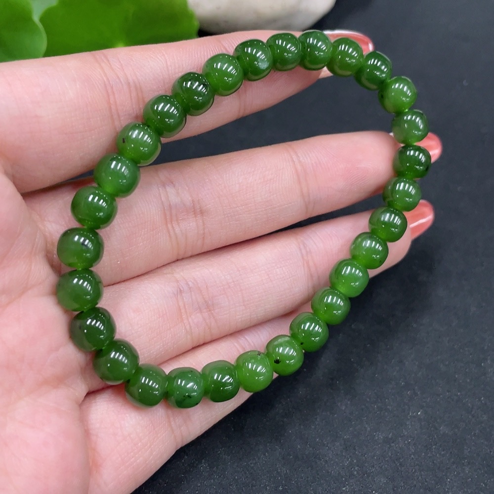 H34062945 Hetian Jade Jasper Bracelet, approximately 6.7mm, total weight about 15g