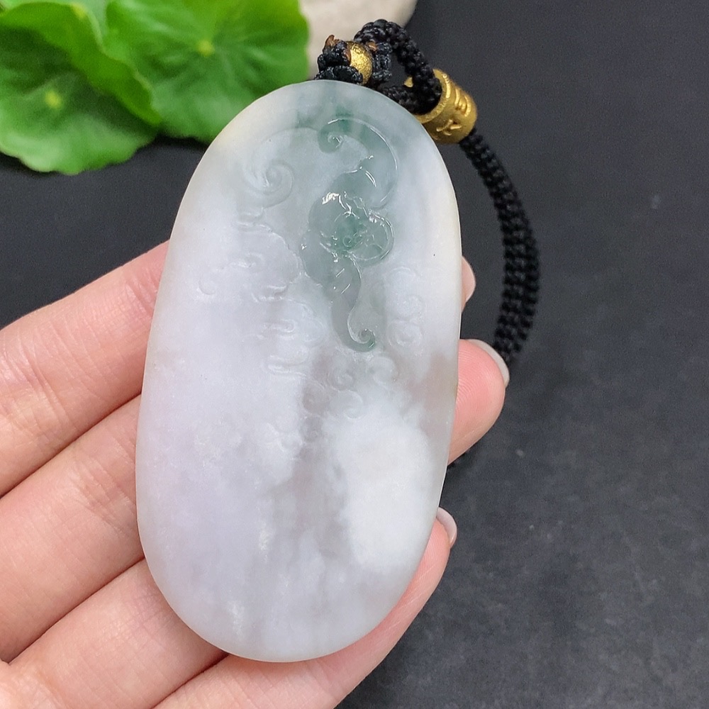 F34002994 Jadeite Dragon Soaring Across the Seas Pendant