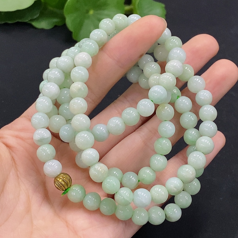 F33832560 Jadeite Bead Necklace Non-Gold Total Weight Approx. 63.34g Size About 7.3mm